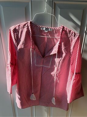 Marc New York Red and White Gingham Blouse